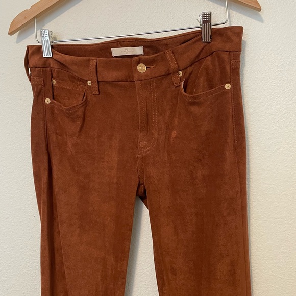 7 For All Mankind The Sueded Skinny Legging Pants, Stretch, Bohemian, Rust Color - Picture 8 of 9